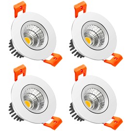 LightingWill 2inch LED Dimmable Downlight, 3W COB Recessed Ceiling Light, Ultra Warm White 2700K, CRI80, 25W 220LM Halogen Bulbs Equivalent, White (4 Pack)