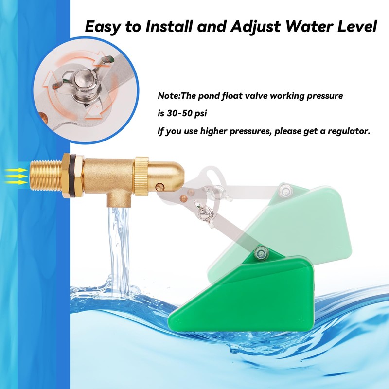 LIUCOGXI 1/2 Inch Brass Float Valve Water Valve with Adapter