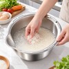 Stainless Steel Rice Washing Bowl with Strainer for Rice, Fruits