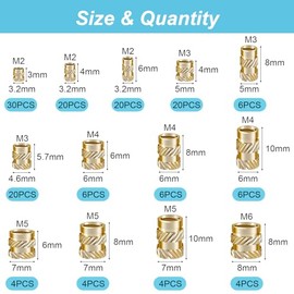 Insertos roscados para plástico, 150 piezas de insertos de ajuste por calor M2, M3, M4, M5, M6, rosca hembra métrica, kit surtido de insertos de tuerc