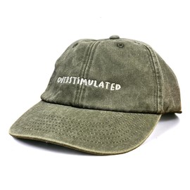 Vivian Flytrap Unisex Overstimulated Washed Embroidered Dad Baseball Cap, Washed Khaki, Unit size
