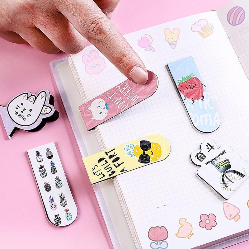 QHFlashbuy Magnetic Bookmarks, Pack of 30 Colourful Cute Magnetic Optical