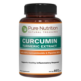 PURE NUTRITION NATURAL TREASURES Pure Nutrition Curcumin Turmeric Supplement, 95% Curcuminoids & Piperine 95% | Supports Inflammation Response| Non-GMO | 60 Veg Capsules