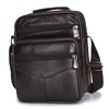 Business Shoulder Bag Black Cowhide Metal Zippers Large Capacity Business