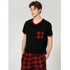 LANBAOSI Mens Short Pyjamas Set V-Neck T-shirt and Plaid Shorts
