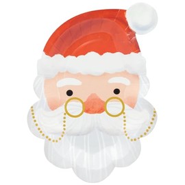 HNH Santa Claus Paper Plates Set 25 cm Santa Shape Set of 20 Paper Plates Party Tableware Table Decoration for Christmas