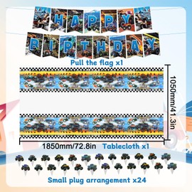Monster Truck Party Tableware Racing Car Monster Party Truck Birthday Party for Children Birthday Party Decoration Table Birthday Set