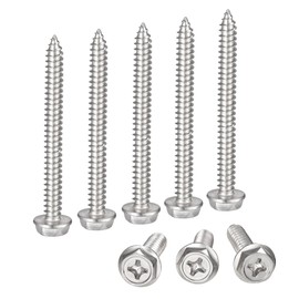 sourcing map Phillips Hex Washer Self Tapping Screws, M6 x 60mm 304 Stainless Steel Hex Flange Sheet Metal Screw 25pcs