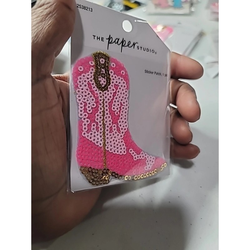 The Paper Studio Cowgirl Boot Sequin Sticker Dimensional Patch ST1