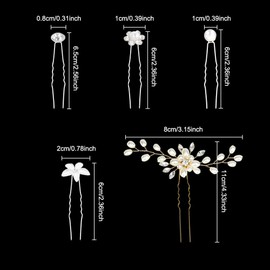 WRENYZK 23 Pcs Bridal Hair Pins, Clips and Barrettes with Crystal Pearl Flowers, Women's Proms Hair Jewelry Accessories, Wedding Hair Accessories for Brides Bridesmaids Women Girls