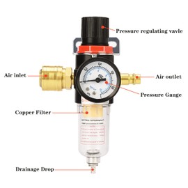 Nutmanel 1/4" BSP Air Filter Regulator Compressor, Air Compressor Water Separator, Air Regulator for Compressor with German Quick Couplings