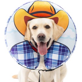 Avont Elizabeth Collar Float Type Inflatable Soft Dog Collar, Lightweight, Protects Wounds After Surgery, Prevents Licking and Scratching (Cowboy)