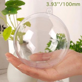 20 Pack Clear Plastic Fillable Ornament Ball 3.93''/100mm for Christmas,Holiday, Wedding,Party,Home Décor