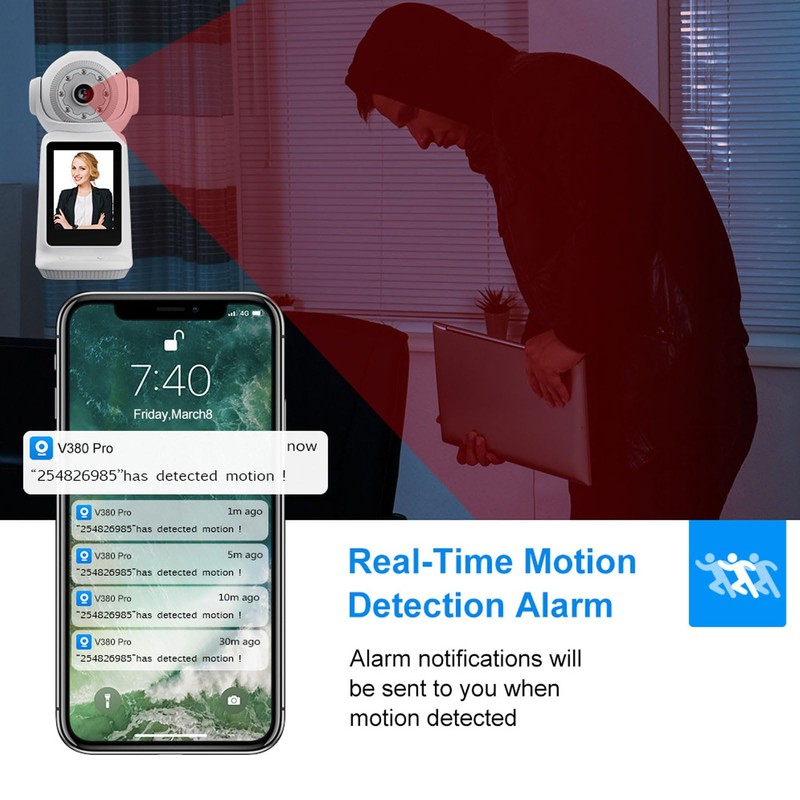 Video Camera Indoor 2 Way Wireless WiFi Camera, 360° Pet