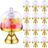 24 Pieces Plastic Mini Cake Stand with Dome Cover Chocolate