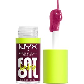 NYX Professional Makeup, Fat Oil Lip Drip Gloss Brillo labial efecto jugoso, hasta 12H de hidratación, con aceite de frambuesa, fórmula vegana, 4.8 ml - Tono That's chic (morado)