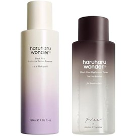haruharu Wonder Black Rice probiotics Barrier Essence & Black Rice Hyaluronic Toner for Sensitive Skin Bundle