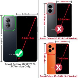 TJS Compatible Boost Celero5G SC Case, Tempered Glass Screen Protector, Metal Ring Magnetic Kickstand, Heavy Duty Cover (Blue)