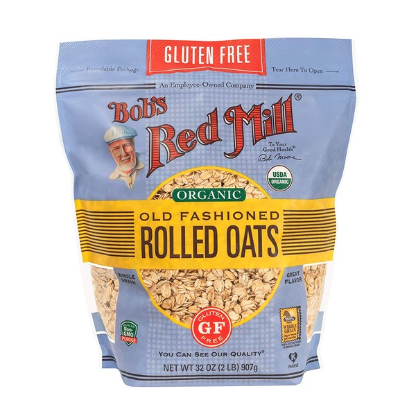 Bob's Red Mill Resealable Gluten Free Organic Old Fashioned Rolled Oats, 32 oz, Pack of 4