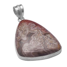 Silver Palace Natural Crazy Lace Agate Gemstone 925 Sterling Silver Handmade Pendant For Women & Men