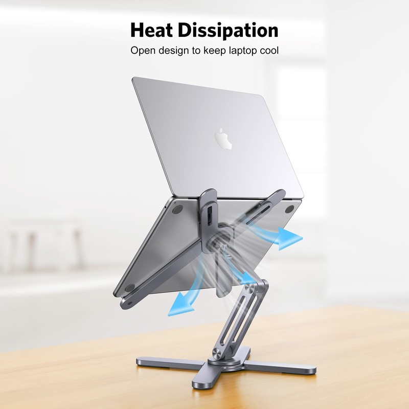 OMOTON 360° Rotating Laptop Stand Riser for Desk, Ergonomic Foldable