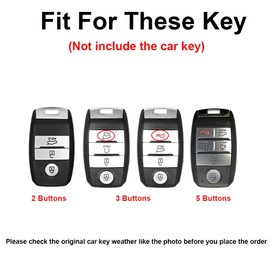 TECART Smart Key Fob Covers Protector fit for KIA k3 k5 Cerato Forte Sportage Niro Sorento Rio Optima Ceed Soul Grand Key Case Remote Control Key Holder Cover Zinc Alloy Leather Keyring Black