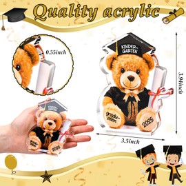 Jetec 2025 Kindergarten Graduation Gift Kindergarten Acrylic Bear Graduation Keepsake Paperweight with Graduation Certificate Student Customized Gift Decoration Graduation Party Favor(Kindergarten)
