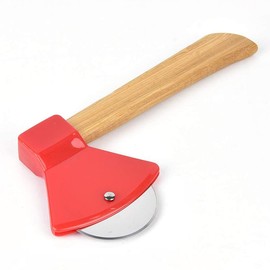 DURABOARD Funny & Cool Axe Pizza Cutter - Unique Men Dad Tool With Steel Сircular Saw, Plastic Cover for Wheel Blade Knife & Bamboo Handle - Cute Kitchen Gadgets Nonstick Stuff Slicer Accessories