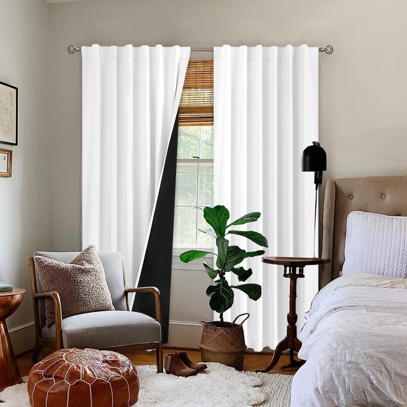 BGment Pure White 100% Blackout Curtains for Bedroom, Black Out