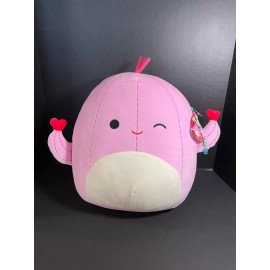 Jazwares/Squishmallows Squishmallow 16" Cacey Pink Cactus Hearts Exclusive w/Beaded "I  SQUISH" Charm
