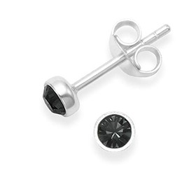 Heather Needham Sterling Silver Black cubic zirconia Earrings - round stud earrings - Black - SIZE: SMALL 4mm Gift boxed THE PHOTO IS NOT LIFE SIZE. 5554BKZ
