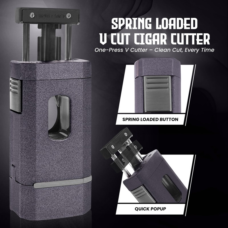 CUBARO Cigar Lighter with V Cutter – Triple Jet Torch