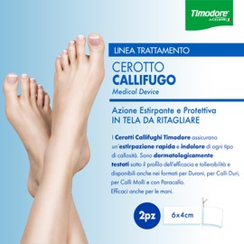 Timodore, Cerotto Callifugo in Tela da Ritagliare, Indicati per Estirpare Rapidamente Qualsiasi tipo di Callosità di Mani e Piedi Senza Dolore, 100% Made in Italy, Dermatologicamente Testato, 6 x 2pz