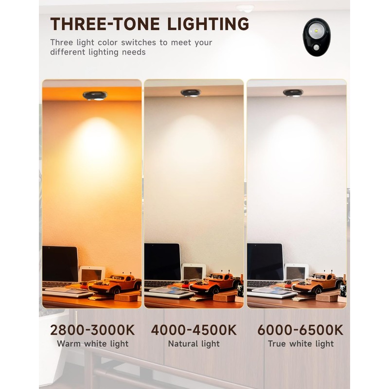 LED 500mAh Rechargeable Battery Puck Lights,Smart Sensor Night Light,3 Color