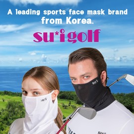 SUIGOLF KOREA UV Sun Protection Balaclava Half Face Mask - For Hiking, Running, Cycling & Outdoor Sports (Type E) (US, Alpha, Medium, Black)
