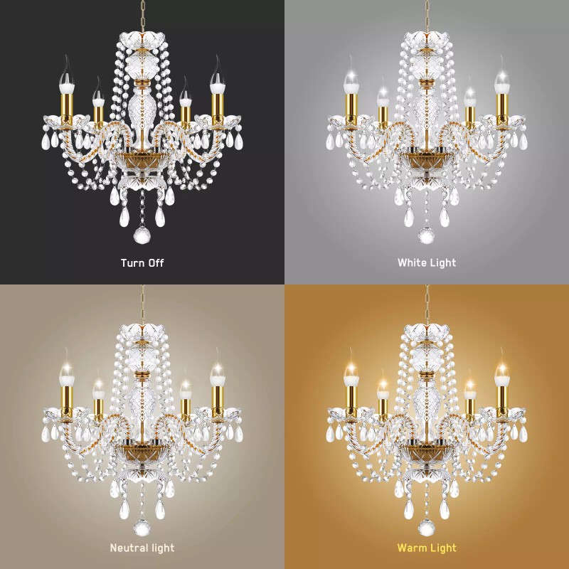 WARRENAU 4-Light Luxurious Crystal Chandelier Ceiling Pendant Lamp Fixture Lighting