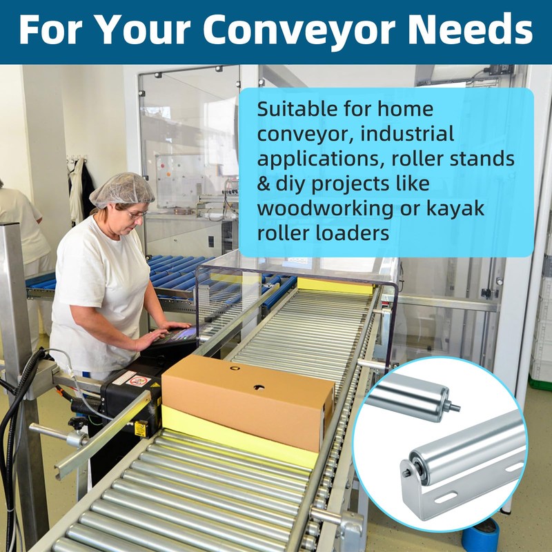 2 Pack Conveyor Long Roller and Bracket Set 10-inch, 1.5-inch