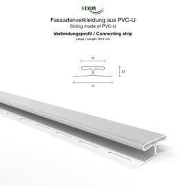 HEXIM Siding Facade Panels, Outdoor Facade Cladding, Weatherproof, Plastic Panels, PVC-U Cladding, Outdoor Wall, House Cladding, UV-Resistant (Connection Profile Grey)