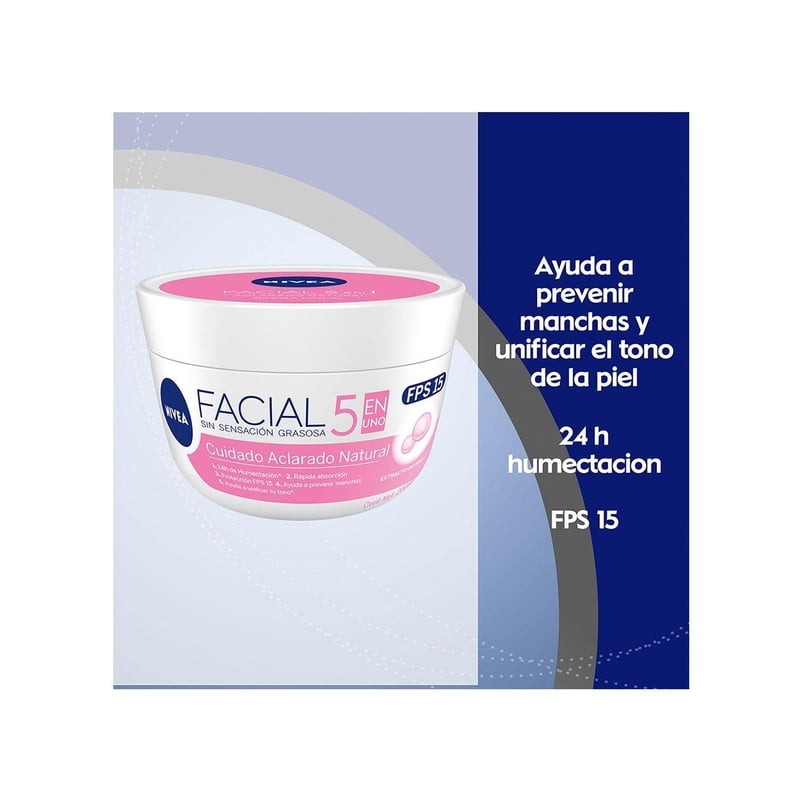 Crema facial NIVEA Cuidado Facial 5en1 aclarado natural 200 ml