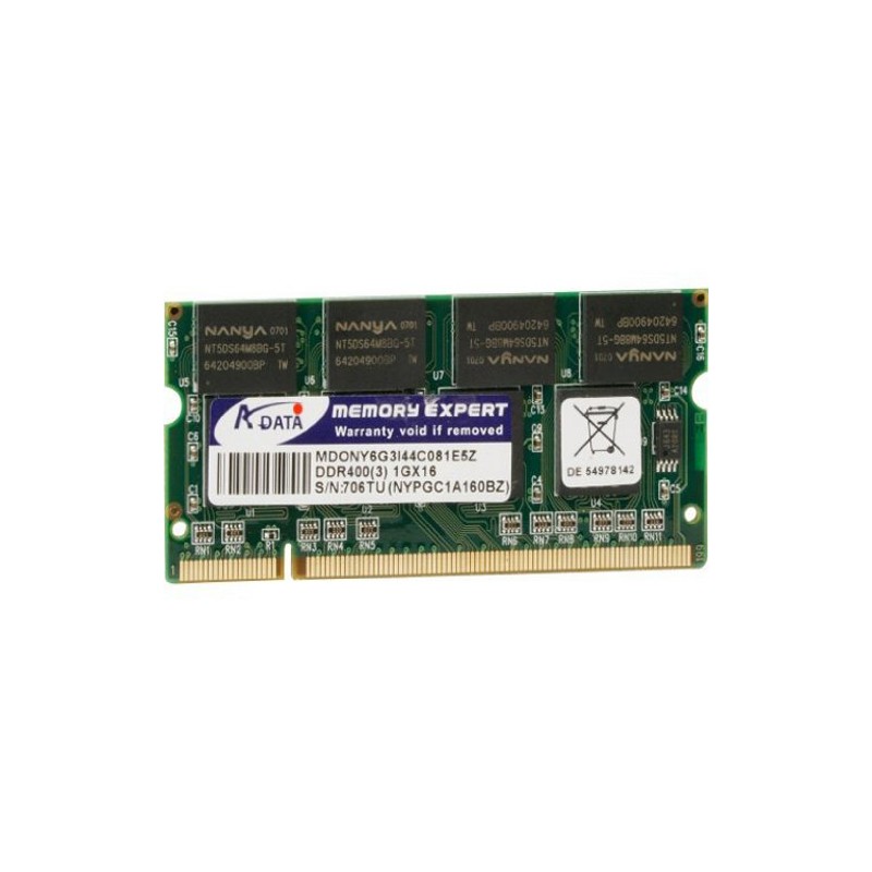 ADATA DDR SODIMM 400 1GB Single Tray AD1S400