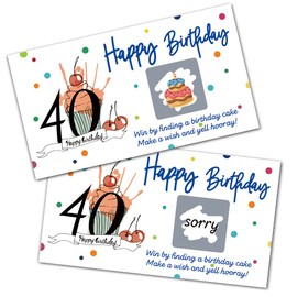 REWIDPARTY Colorful 40th Birthday Party Game Scratch Off Cards（32 PCS） Cheers to 40 Years Party Games Supplies Happy 40th Birthday Party Scratch Cards Funny Activity Holiday for Groups Raffle Tickets