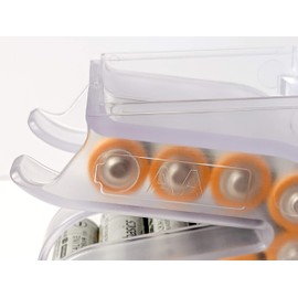 Battery Ladder (TM) Clear AA Battery Holder/Storage - Vertical Organizer Case That Holds 20 Batteries - Stackable, Expandable and Wall Mountable