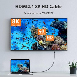 ARISKEEN 8K HDMI Cable 6FT 2-Pack, 48Gbps High Speed HDMI 2.1 Cable, 8K 60Hz, 4K 120Hz 144Hz Support for HDR 10, HDCP 2.2 2.3, eARC, DTS:X, Braided HDMI Cord Compatible with Laptop/HDTV - 6 Feet
