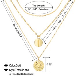 Dcfywl731 Gold Layered Choker Necklace for Women Handmade Coin Multilayer Adjustable Layering Chain (gold) (V-GOLD)