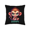 Grumpy Baby Monkey Cartoon Throw Pillow