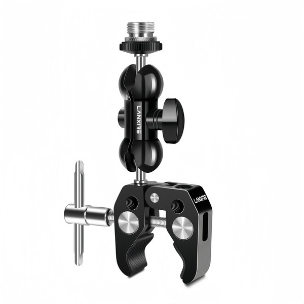 Lanxire Microphone Holder Camera Clamp with Double Ball Head Magic