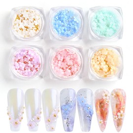 Mirhua Nail Parts, Nail Design, 3D 3D, Flower Accessories, Resin, Nail Art, Handmade Set, Nail Parts, Flowers (6 Pieces, 6 Colors Flowers)