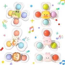 Saugnapf Spielzeug Baby，Suuwwn 6 Stück Spielzeug ab 3 Monate Sicheres Badewannenspielzeug Sensorik Baby-Badespielzeug mit Saugnapf