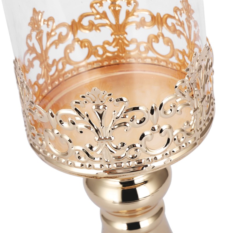 Candle Holder Ornament European Style Wrought Iron Glass Candlestick Wedding