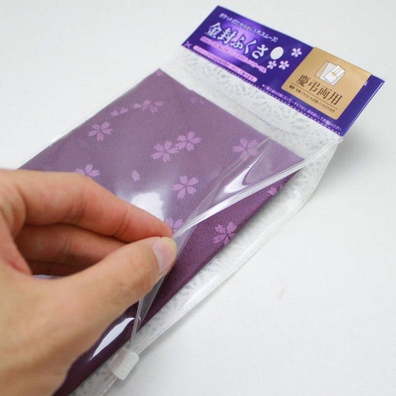 マルアイ ふくさ 袱紗 慶弔両用 ポーチ付き 桜柄 紫 1枚 フク-41PU